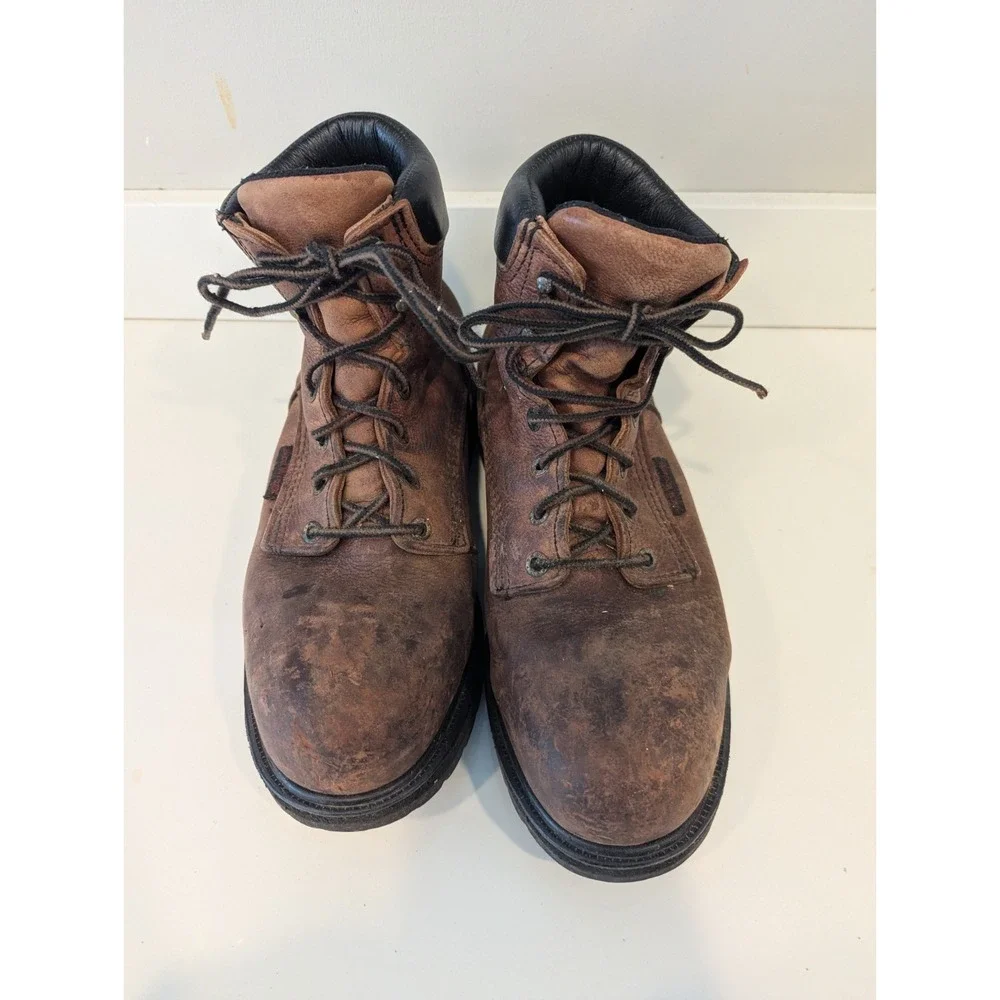Vintage Red Wing Supersole Work Boots Mens size 10 Safety Toe Brown Leather USA